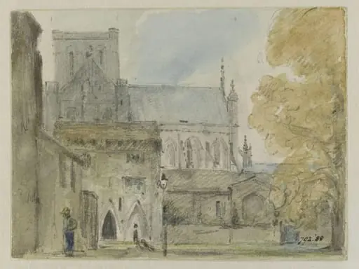 Winchester Cathedral: entrance to the Deanery from the south, by John Constable