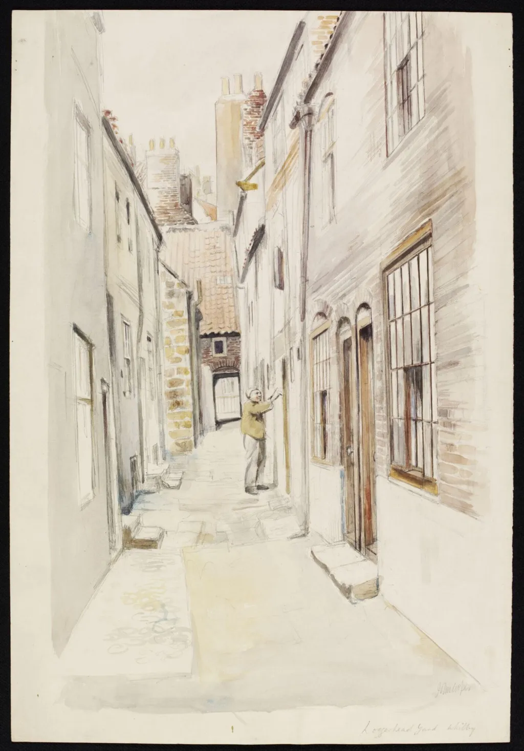 Loggerheed Yard, Whitby, by John Cooper, watercolor, 1940
