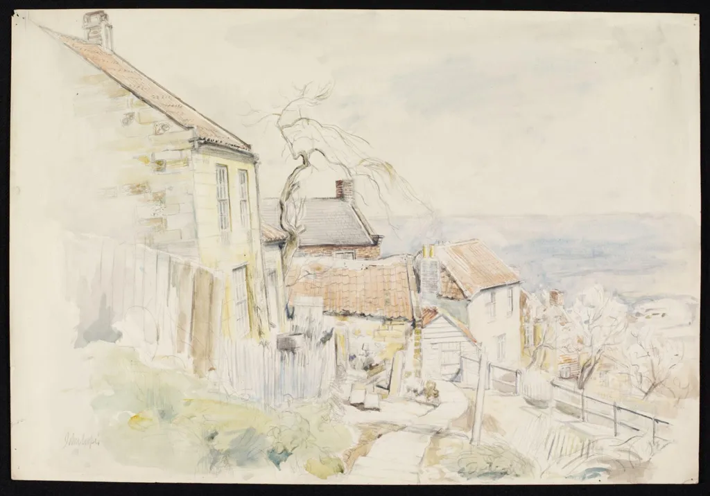 View down the Flags, Runswick Bay, by John Cooper, watercolor, 1940