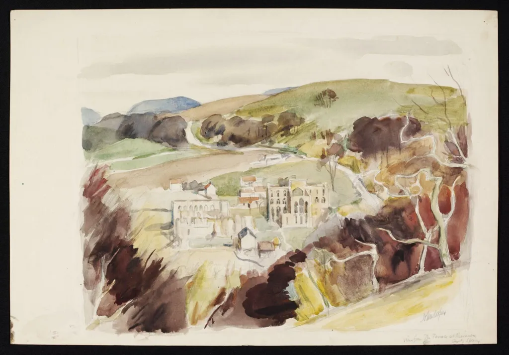 View from the Terrace, Rievaulx, by John Cooper, watercolor, 1940