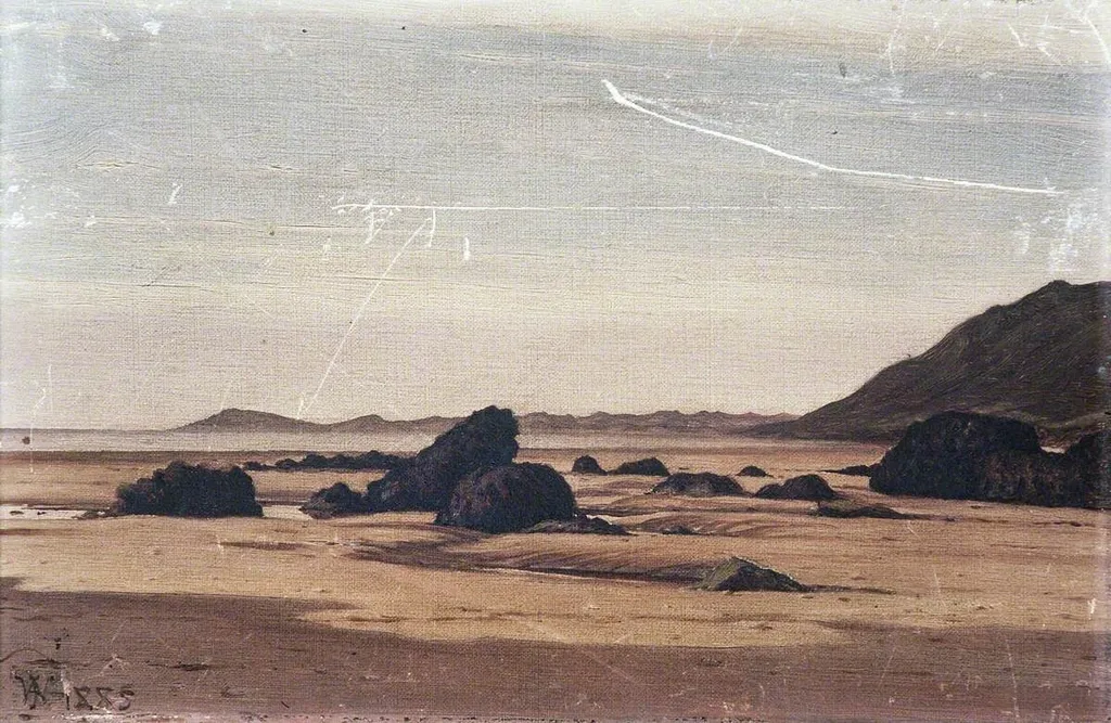 Rhosili Sands with Burry Holmes in the Distance, by John Crawford, oil, 1893