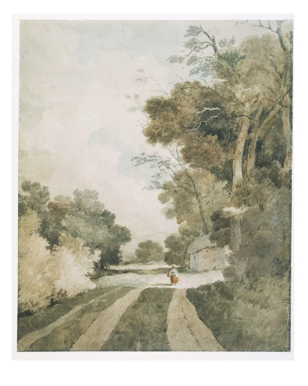 Landscape with Cottages, by John Crome, watercolor, 1790
