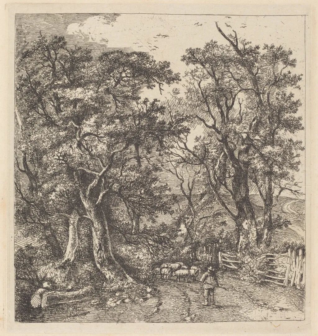 Road Scene, Hethersett, by John Crome, ink, 1794