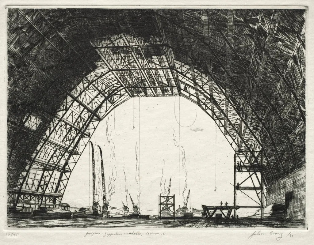 Goodyear Zeppelin Air Dock, by John Csosz, 1930