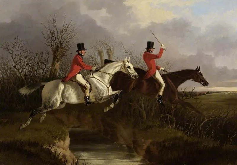 Jumping the Brook, by John Dalby, oil, 1849
