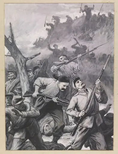 With the Turks at Shipka - Allah! Allah! A Turkish charge after an unsuccessful assault by the Russians, by John Dawson OWS Watson