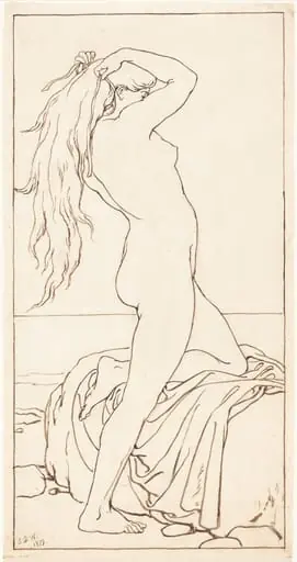 Standing Nude Binding Her Hair, by John Dawson Watson