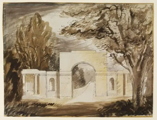 Entrance screen, Tyringham, by John Egerton Christmas Piper