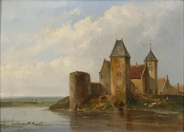 The Castle Radboud in Medemblik, by John Farncombe Sanders, oil, 1837