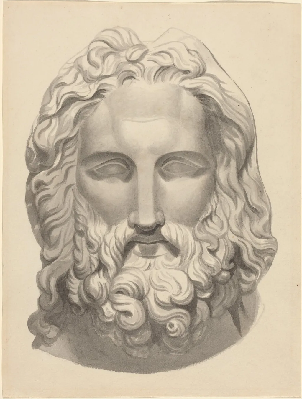 Antique Bearded Head, by John Flaxman, ink, 1790