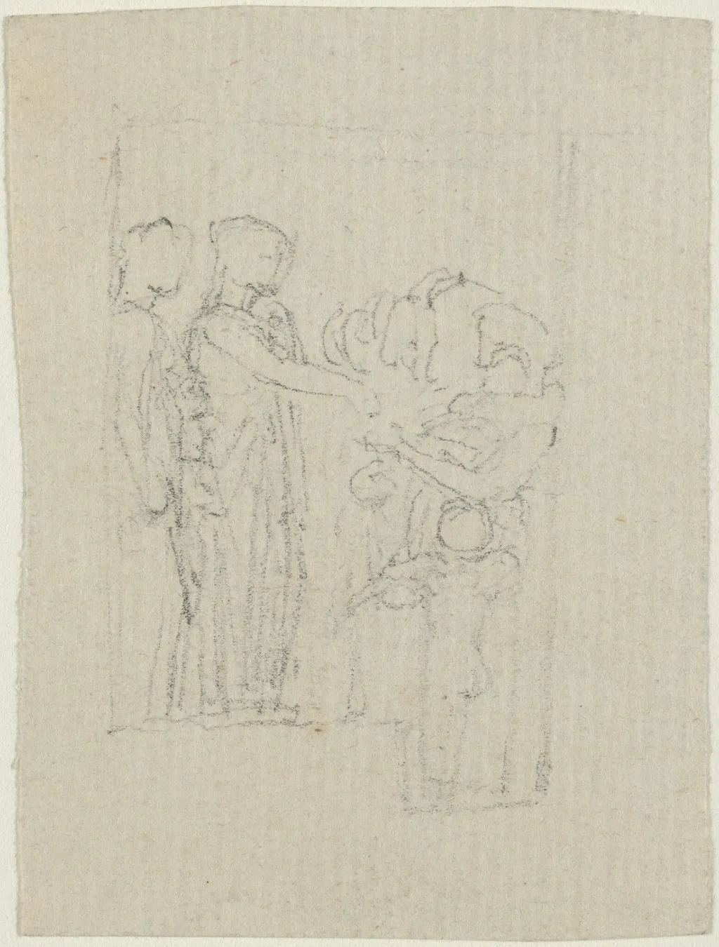 Beggars at a Door (Study for the Yarborough Monument), by John Flaxman, graphite, 1804