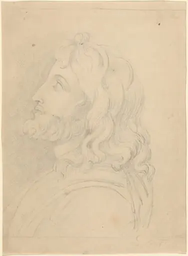 Bust of a Bearded Man Looking Up, by John Flaxman
