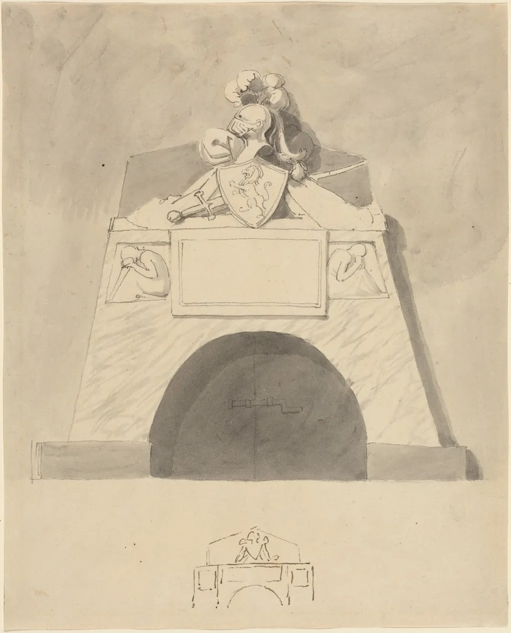 Design for a Monument, by John Flaxman, ink, 1790
