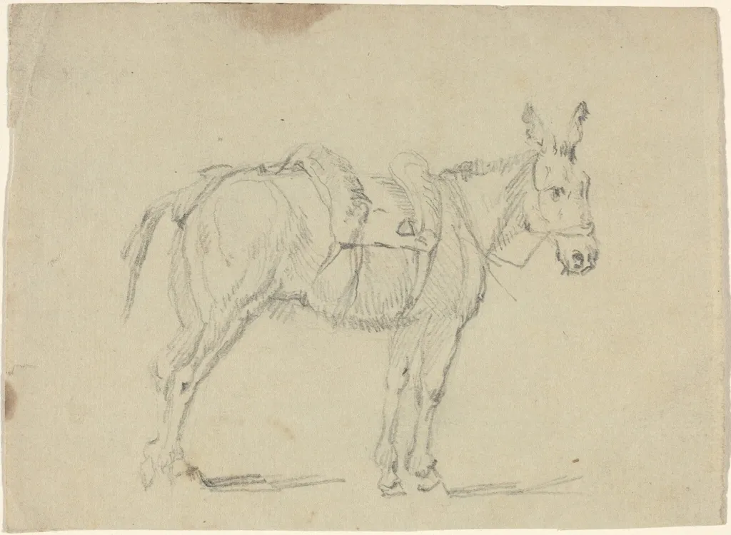Donkey Stretching a Hind Leg, by John Flaxman, graphite, 1790