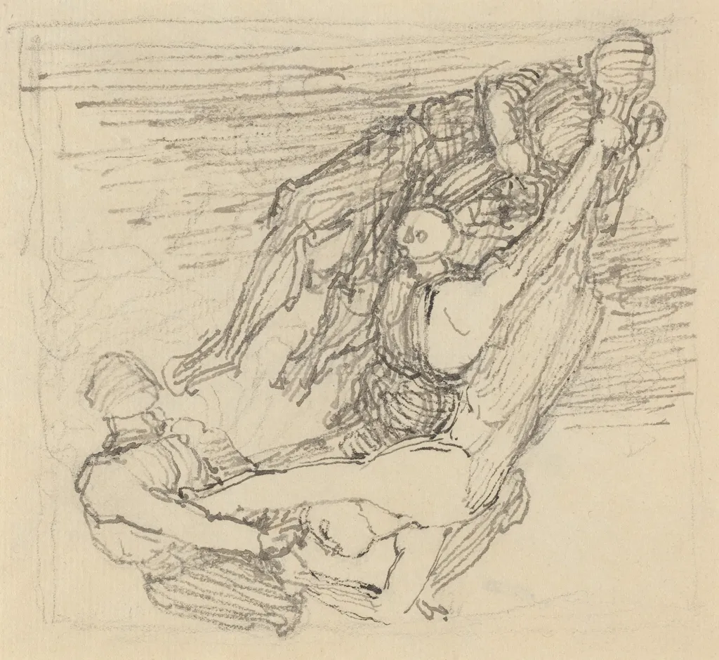 Figure Being Transported through the Air, by John Flaxman, graphite, 1790