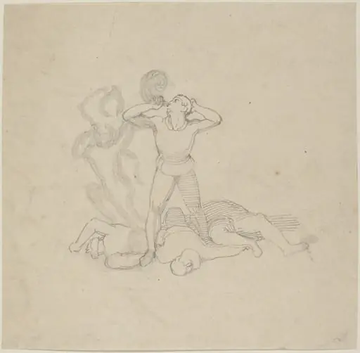Figure Standing over Corpses, Blowing a Horn, by John Flaxman