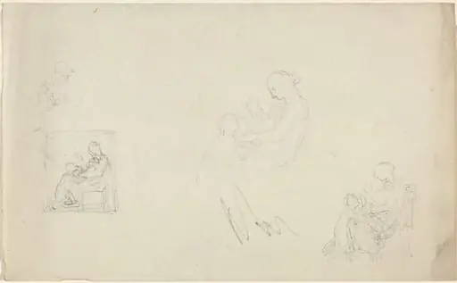 Four Studies of a Seated Woman with Children at Her Feet (Sketches for the Monument to Lady FitzHarris?), by John Flaxman