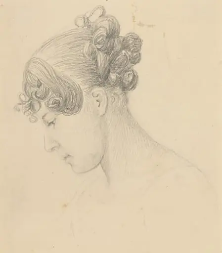 Head of a Woman Looking Down (Theresa Turner?), by John Flaxman