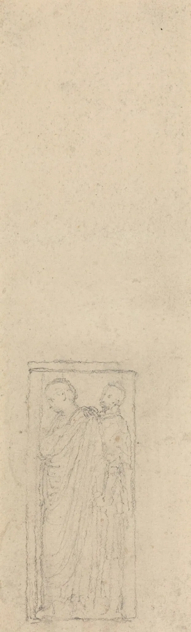 Relief with Two Cloaked Figures, by John Flaxman, graphite, 1790