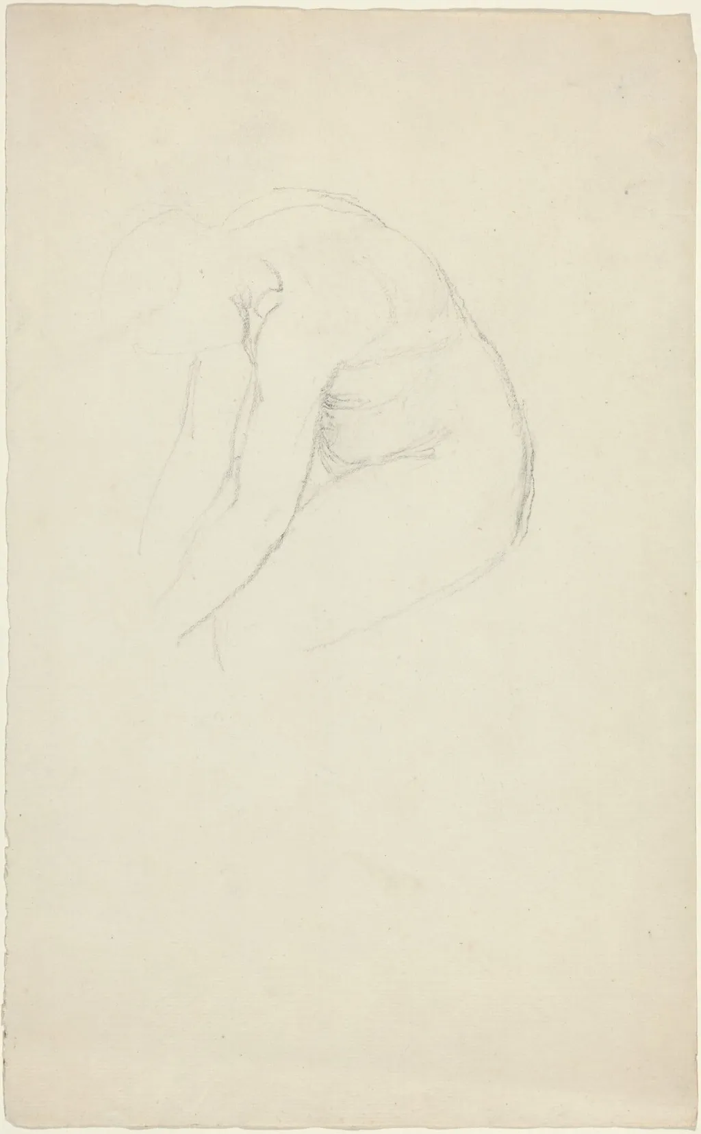 Seated Figure Bending Forward, by John Flaxman, graphite, 1806