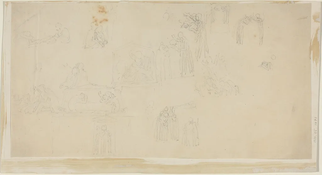 Sheet of Studies, by John Flaxman, graphite, 1790