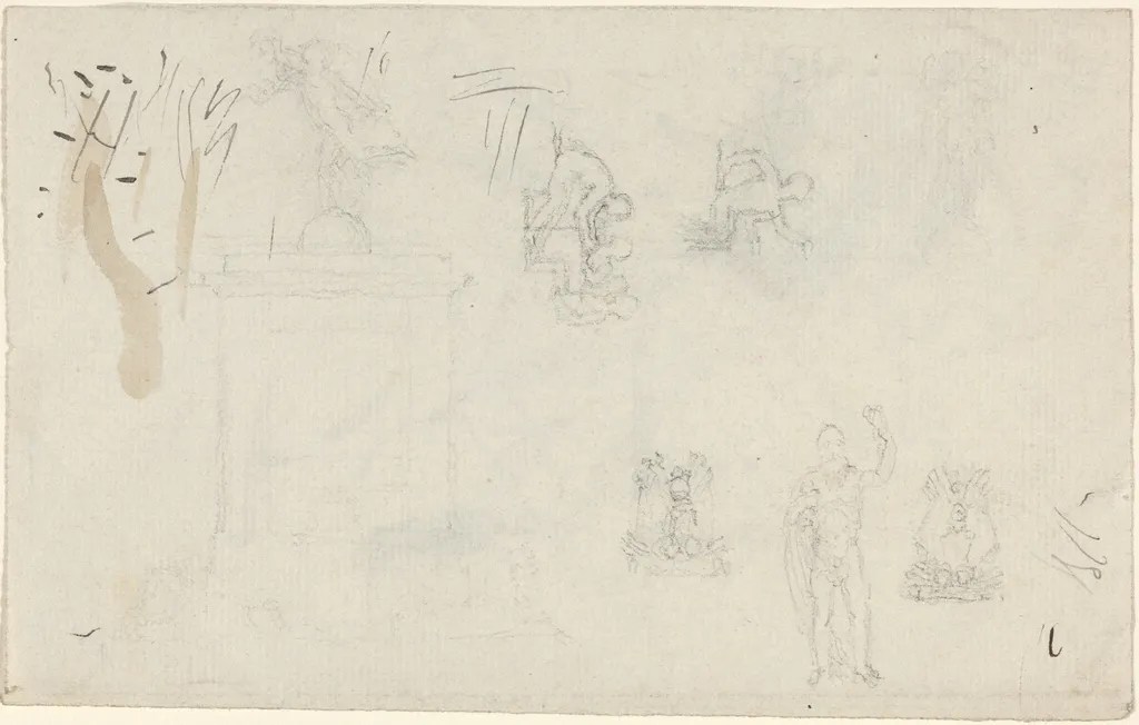 Sheet of Studies, by John Flaxman, graphite, 1790