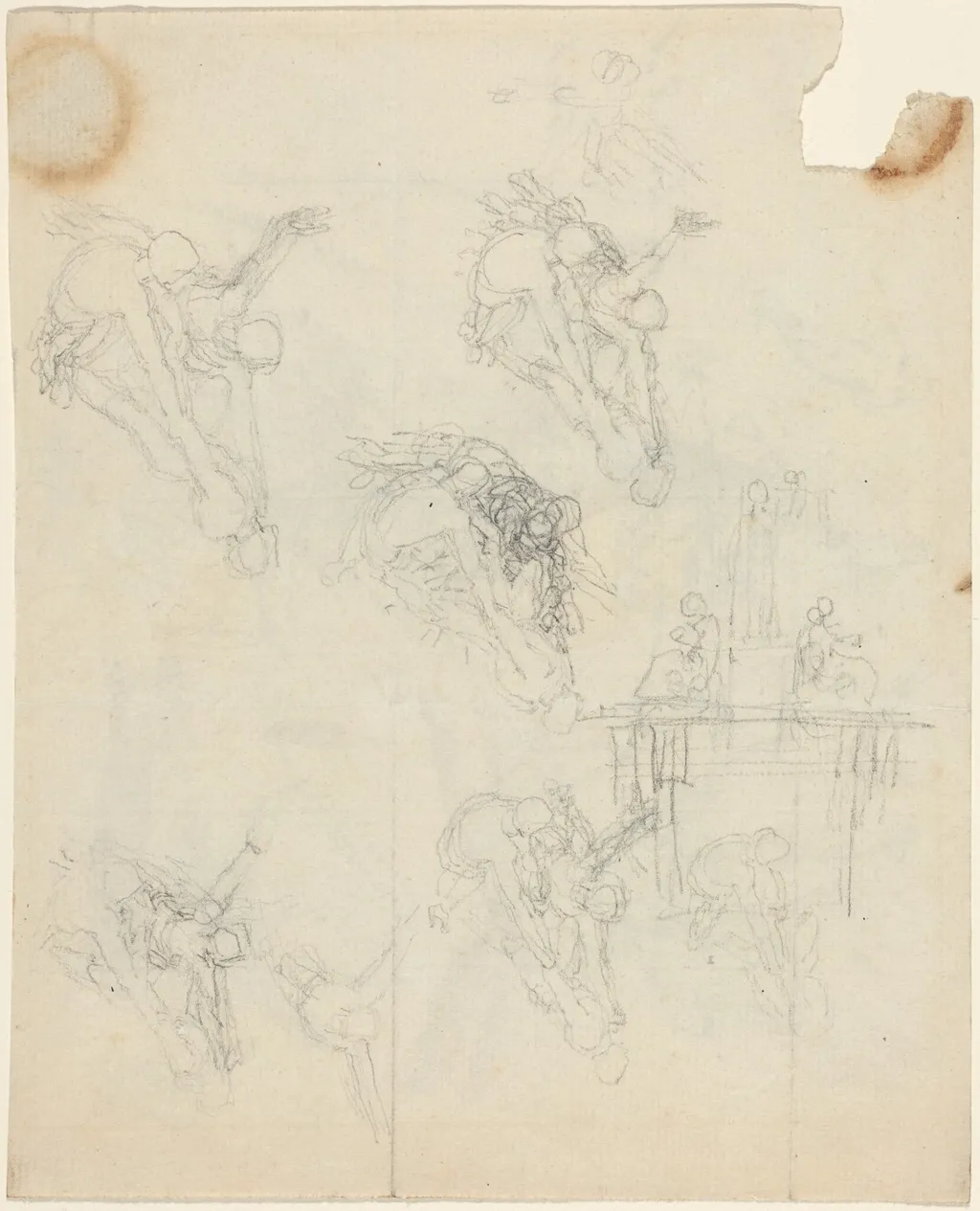 Sheet of Studies, by John Flaxman, graphite, 1790