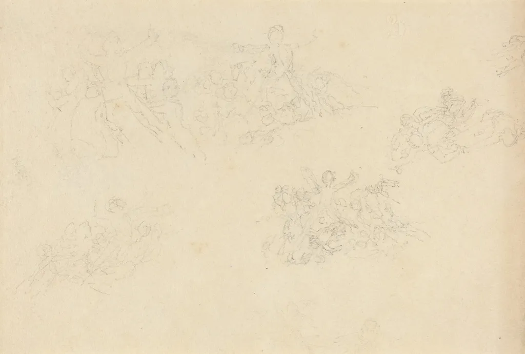 Sheet of Studies, by John Flaxman, graphite, 1790