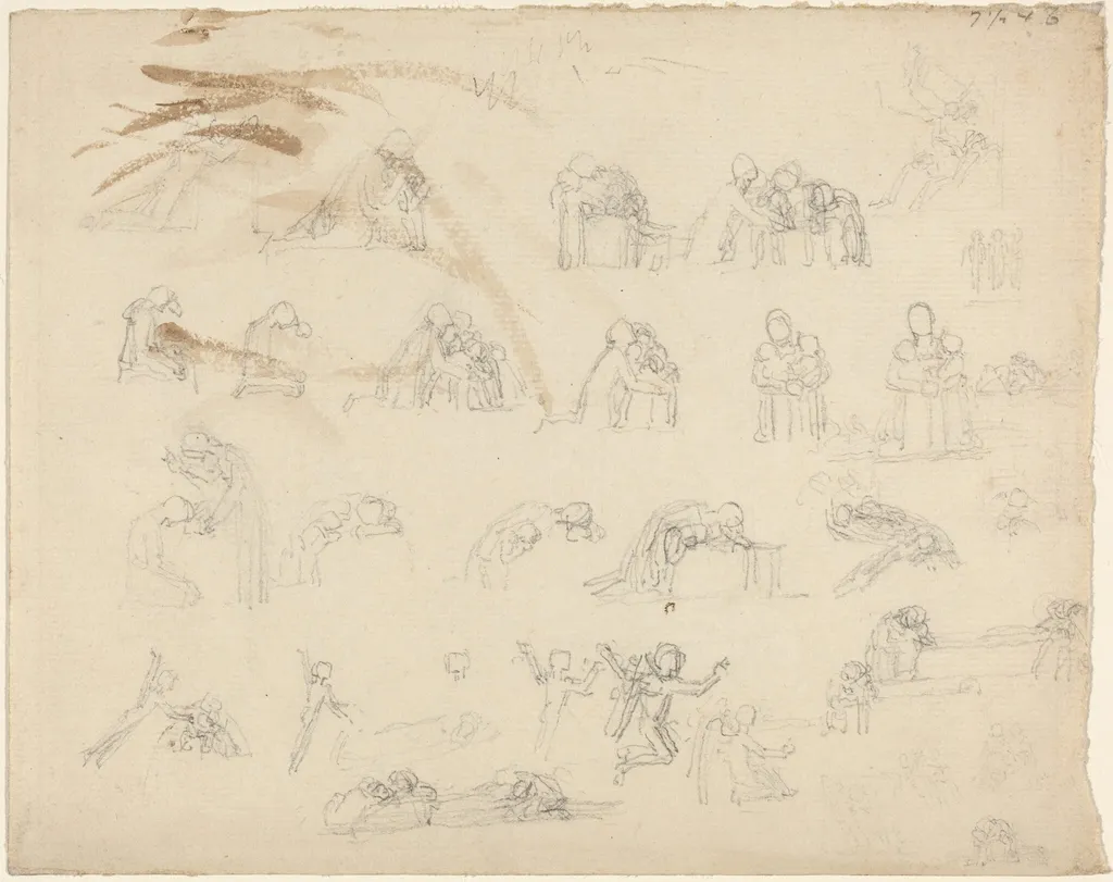 Sheet of Studies, by John Flaxman, graphite, 1790