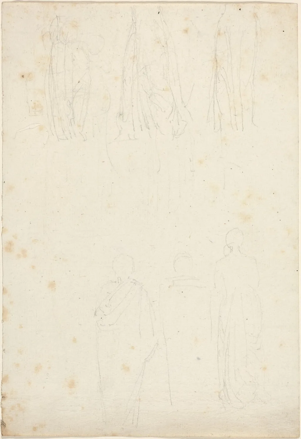 Sheet of Studies of Cloaked Figures, by John Flaxman, graphite, 1790
