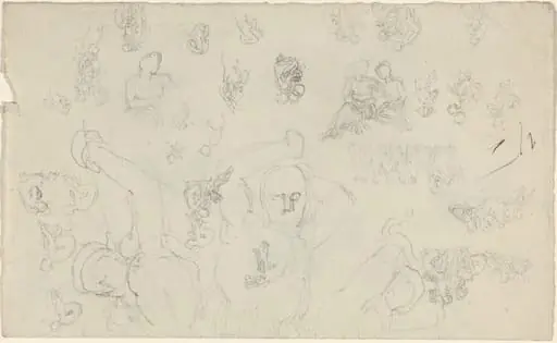 Sheet of Studies [recto and verso], by John Flaxman