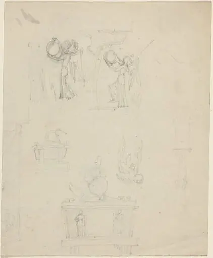 Sheet of Studies [recto and verso], by John Flaxman