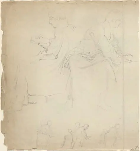Sheet of Studies [recto and verso], by John Flaxman
