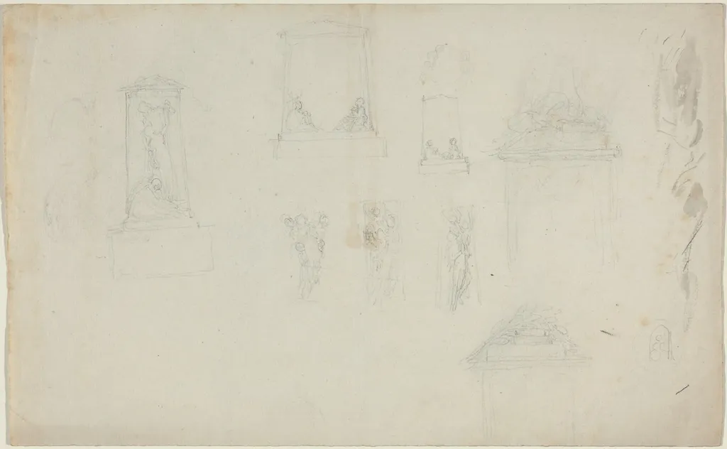 Studies for a Monument, by John Flaxman, graphite, 1790