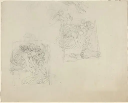 Studies for a Monument with Angels Reaching Down to a Praying Figure [recto and verso], by John Flaxman