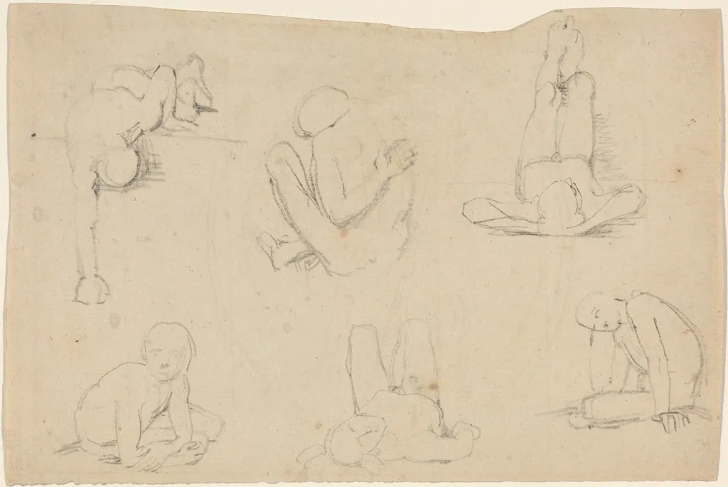 Studies of a Male Figure, by John Flaxman, graphite, 1790