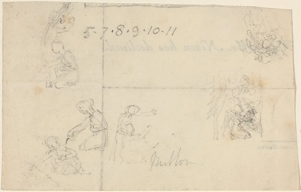 Studies of Women Kneeling, by John Flaxman, graphite, 1790