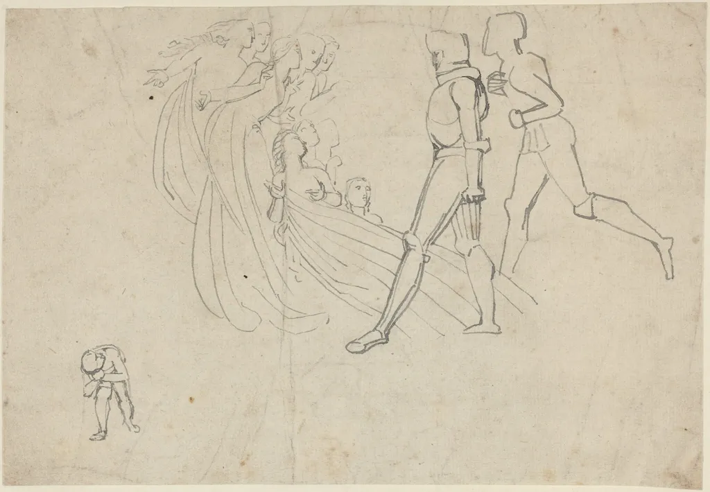 Study for Pilgrim's Progress (?), by John Flaxman, graphite, 1790