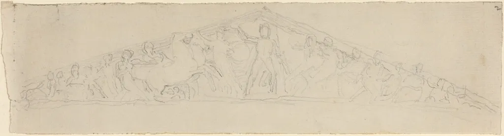 Study for Reconstruction of West Pediment of the Parthenon, by John Flaxman, graphite, 1805
