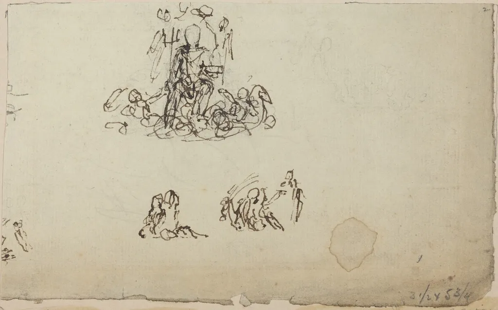 Study of Neptune and Sea Creatures (?), by John Flaxman, ink, 1790