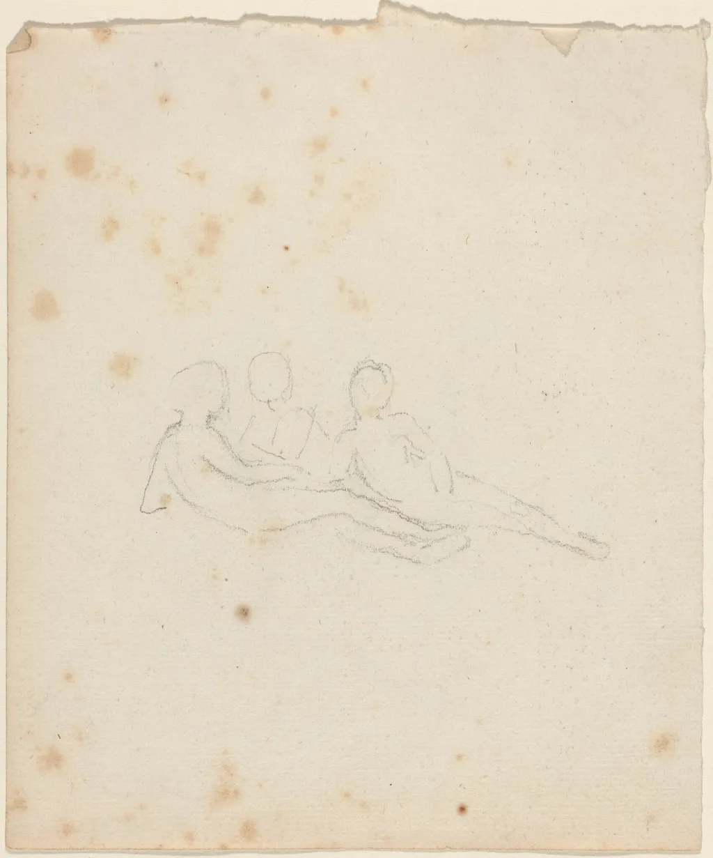 Three Reclining Female Figures, by John Flaxman, graphite, 1790