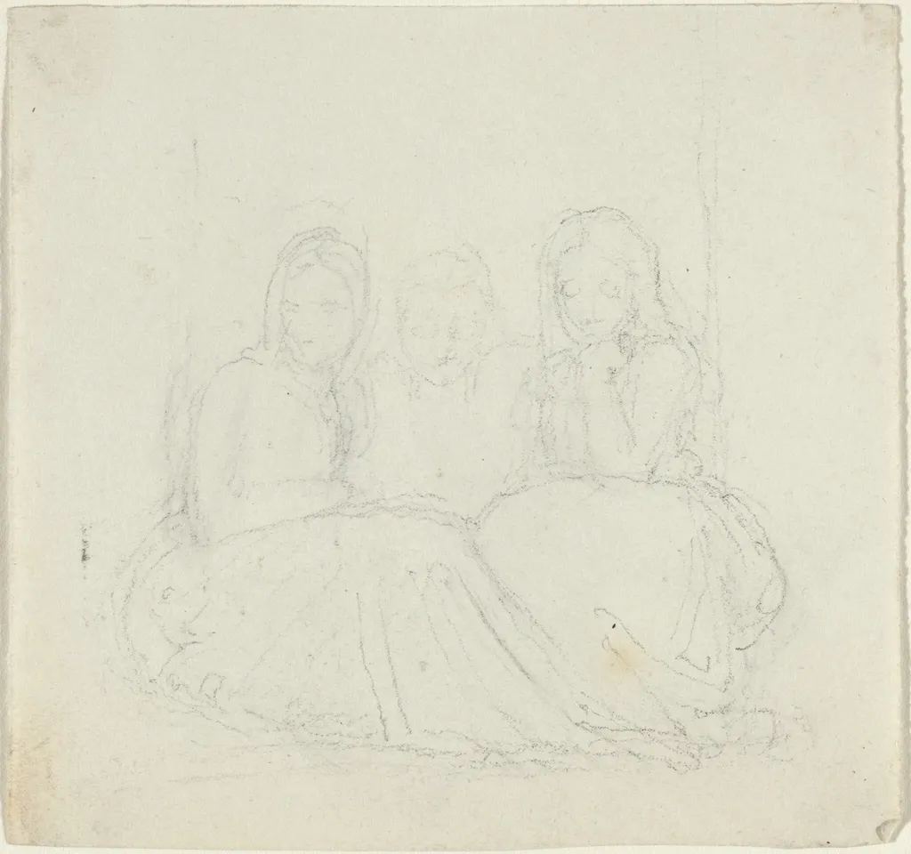 Three Seated Female Figures, by John Flaxman, graphite, 1790