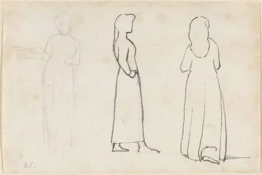 Three Sketches of a Standing Woman, by John Flaxman