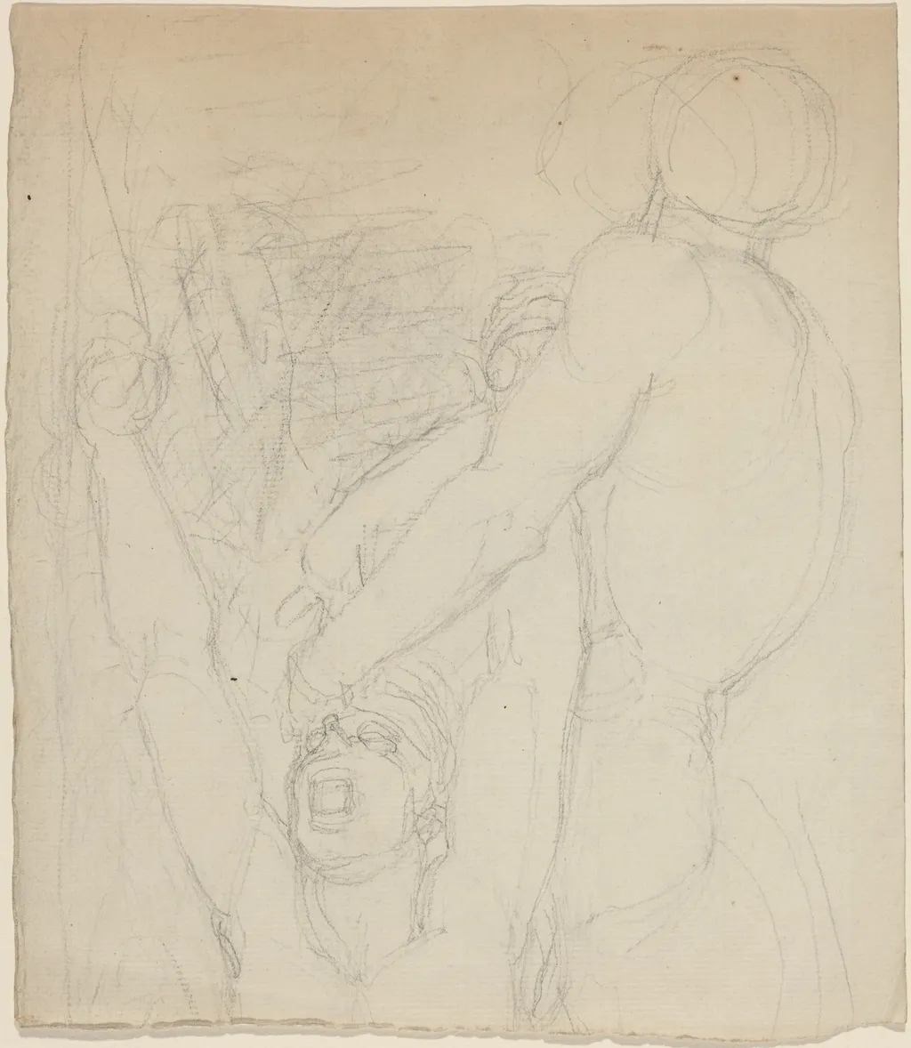 Two Fighting Figures, by John Flaxman, graphite, 1790