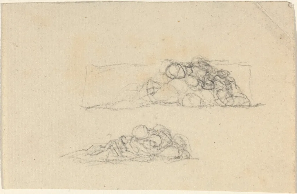 Two Groups of Huddled Figures, by John Flaxman, graphite, 1790