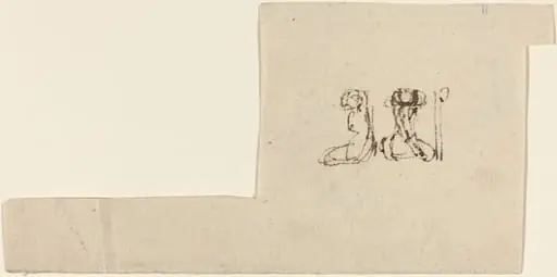 Two Seated Female Figures with Arms Lifted Overhead, by John Flaxman