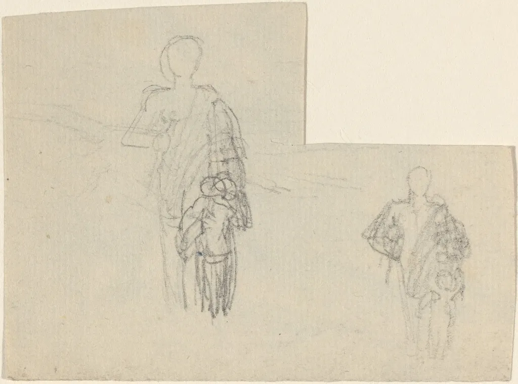 Two Studies of Standing Figure and Child, by John Flaxman, graphite, 1790