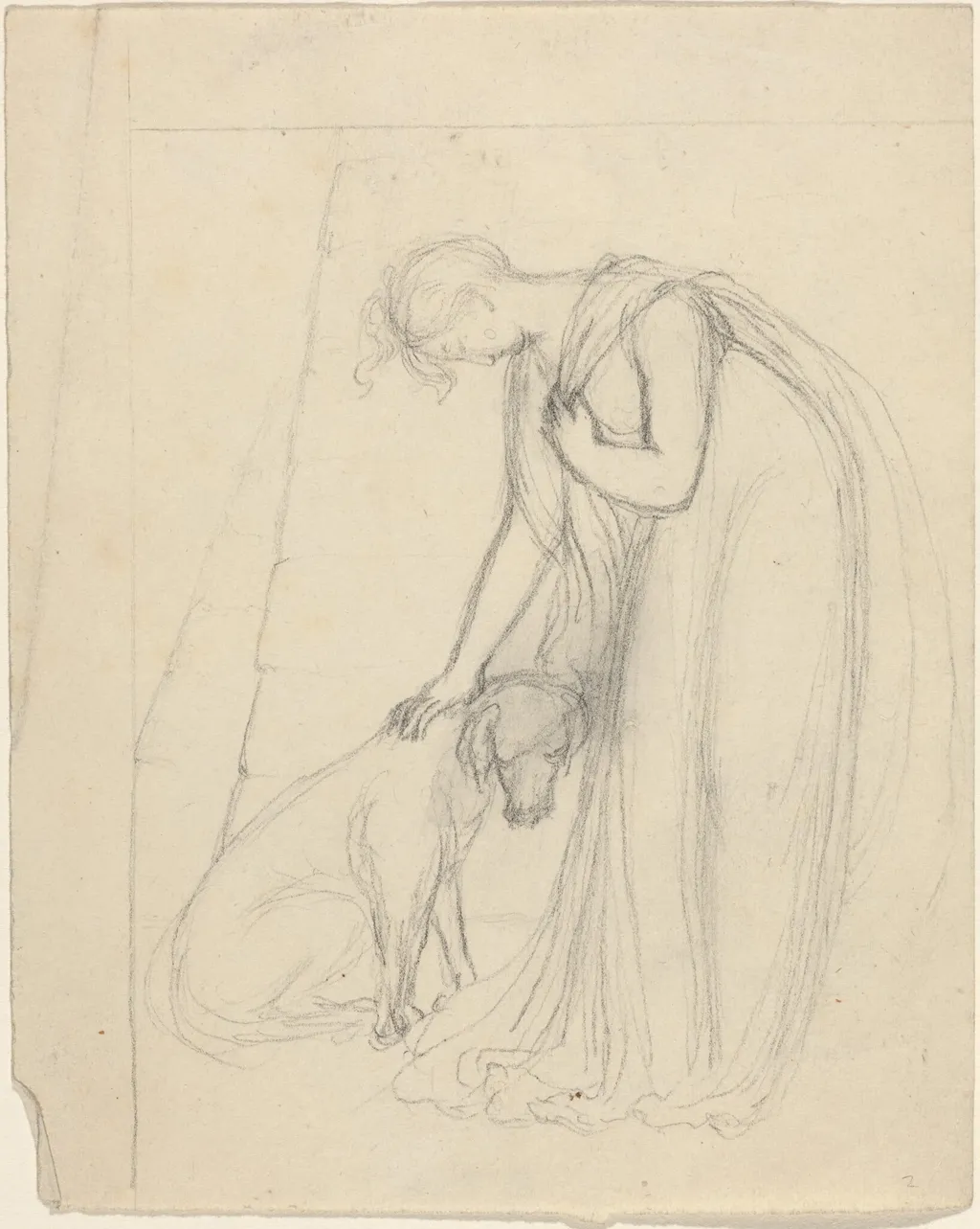 Woman Patting a Dog, by John Flaxman, graphite, 1790