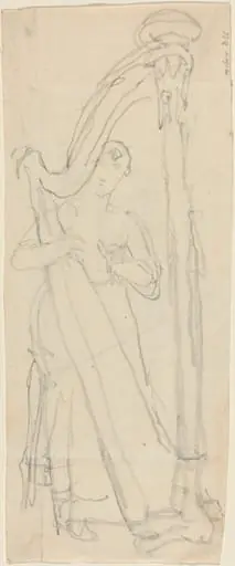 Woman Playing a Harp (Lavinia Banks?), by John Flaxman