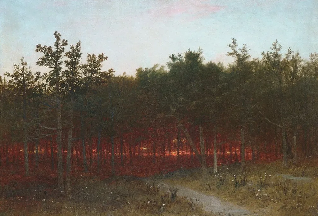 Twilight in the Cedars at Darien, Connecticut, by John Frederick Kensett, oil, 1872